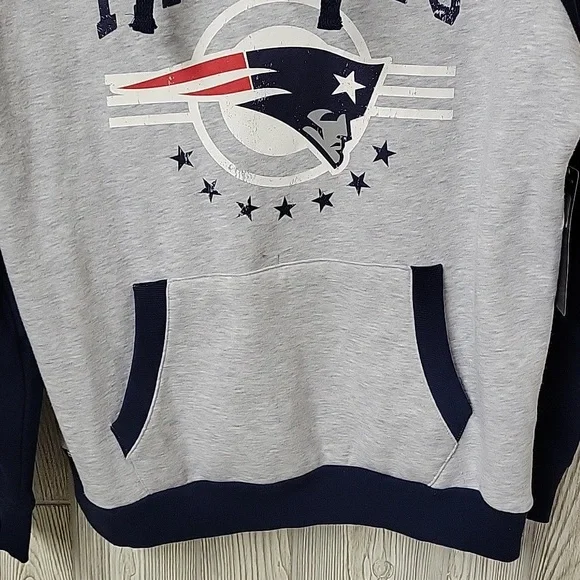 NFL Team Apparel New England Patriots Gray and Blue Hoodie Size Large NWT - Picture 3 of 14